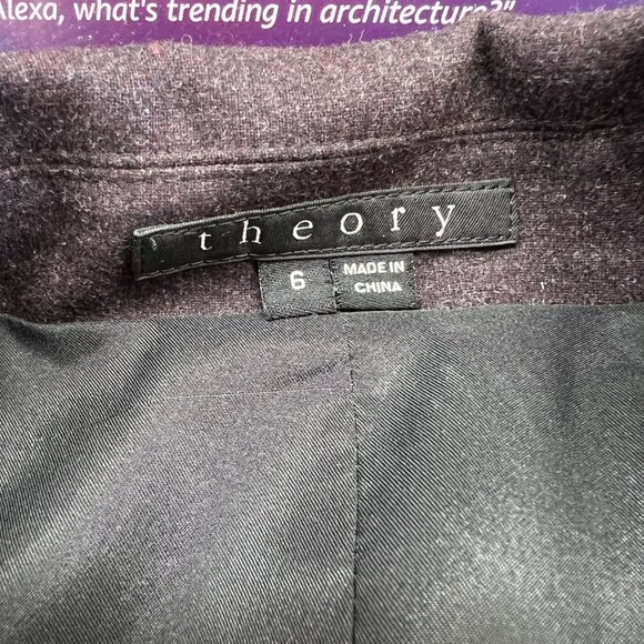 Theory Andorie Virgin Wool Tailored Two Button Blazer Dark Plum Burgundy Size 6 - Picture 12 of 16